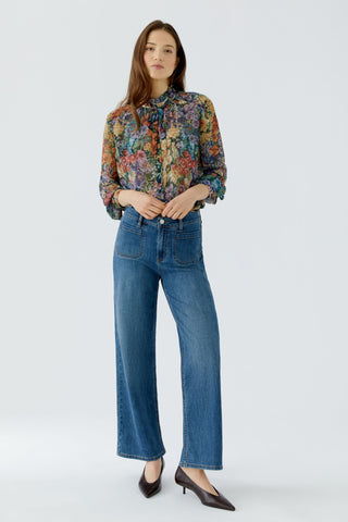 Oui Straight Leg Patch Pocket Jeans Blue 100281 - MMJs Fashion