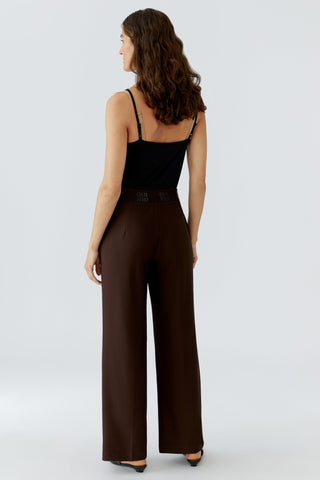 Oui Straight Leg Trousers Ganache Brown - MMJs Fashion