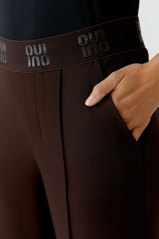 Oui Straight Leg Trousers Ganache Brown - MMJs Fashion