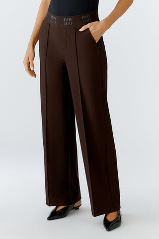 Oui Straight Leg Trousers Ganache Brown - MMJs Fashion