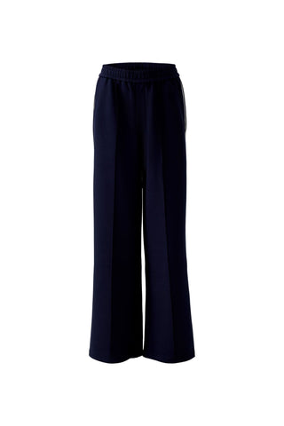 Oui Stripe Leg Slip - On Trousers Navy Blue - MMJs Fashion