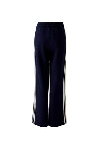 Oui Stripe Leg Slip - On Trousers Navy Blue - MMJs Fashion