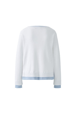 Oui Stripe Trim Jumper Blue White Leeza - MMJs Fashion