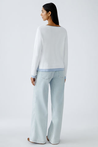 Oui Stripe Trim Jumper Blue White Leeza - MMJs Fashion