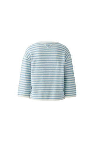 Oui Striped 3/4 Sleeve Jumper Blue Ivory - MMJs Fashion