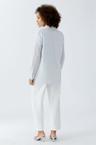 Oui Striped Blouse White Blue - MMJs Fashion