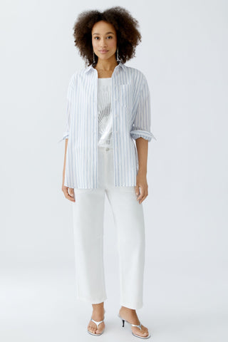 Oui Striped Blouse White Blue - MMJs Fashion