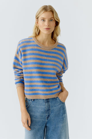 Oui Striped Jumper Blue Brown - MMJs Fashion
