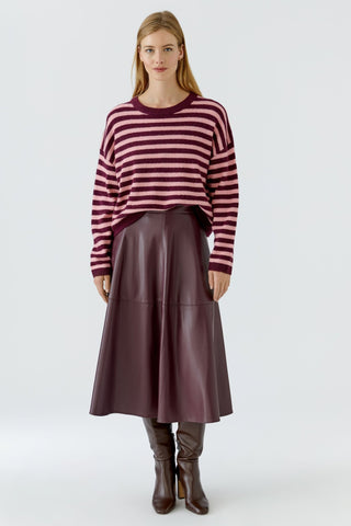 Oui Striped Jumper Dark Red Pink - MMJs Fashion