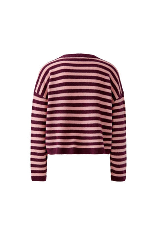 Oui Striped Jumper Dark Red Pink - MMJs Fashion