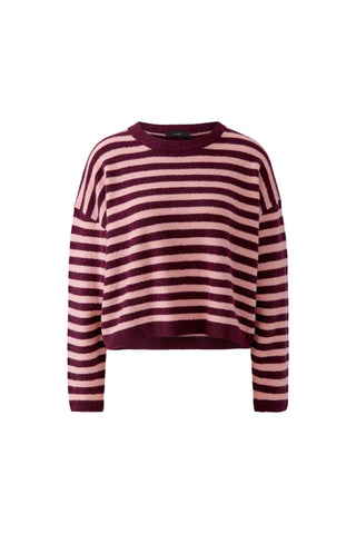 Oui Striped Jumper Dark Red Pink - MMJs Fashion