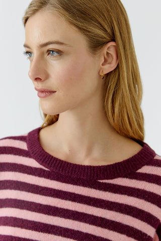 Oui Striped Jumper Dark Red Pink - MMJs Fashion