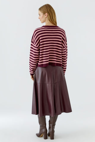 Oui Striped Jumper Dark Red Pink - MMJs Fashion