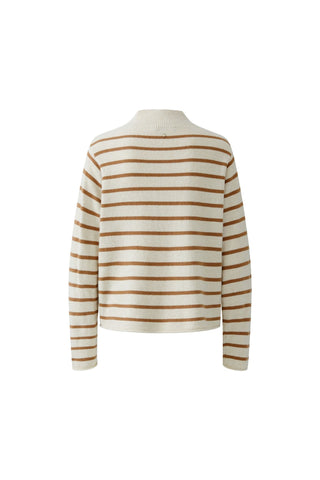 Oui Striped Jumper Ivory Brown - MMJs Fashion