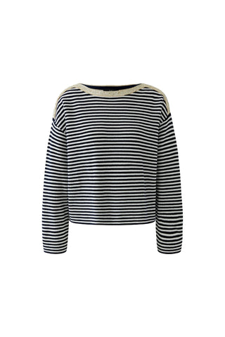 Oui Striped Sequin Jumper Blue White - MMJs Fashion