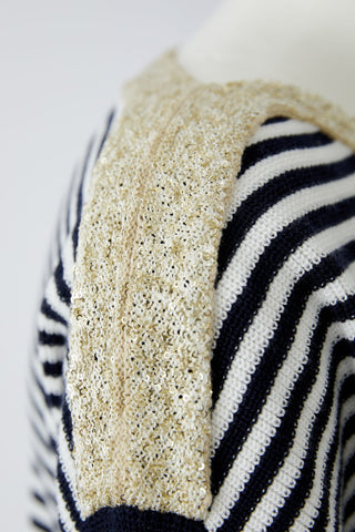 Oui Striped Sequin Jumper Blue White - MMJs Fashion