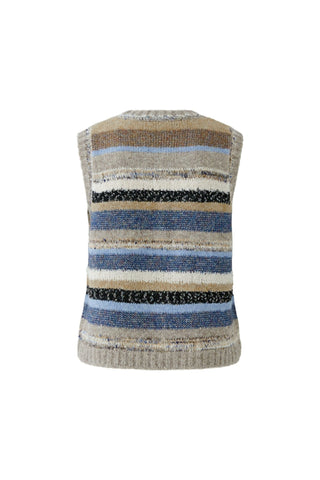 Oui Striped Sleeveless Jumper Blue Beige - MMJs Fashion