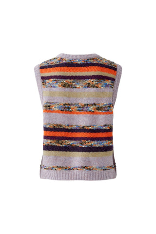 Oui Striped Sleeveless Jumper Lilac Beige - MMJs Fashion
