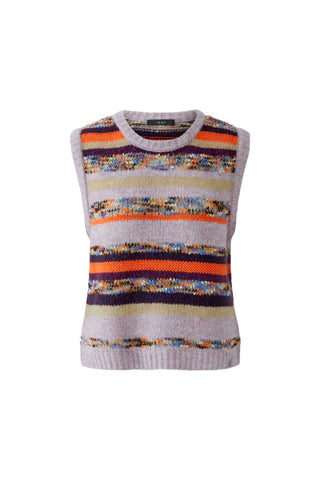 Oui Striped Sleeveless Jumper Lilac Beige - MMJs Fashion