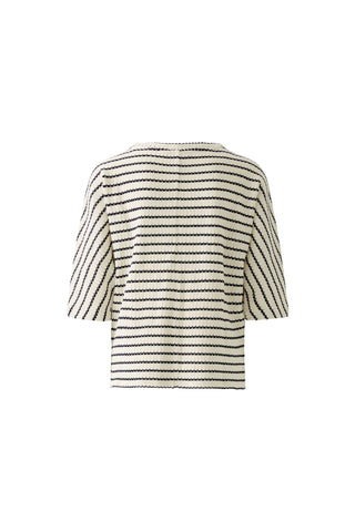Oui Striped Sweatshirt Ivory Blue - MMJs Fashion