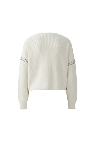 Oui Stud Detail Jumper Ivory - MMJs Fashion