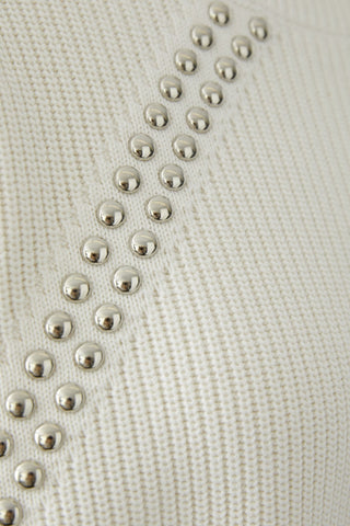 Oui Stud Detail Jumper Ivory - MMJs Fashion
