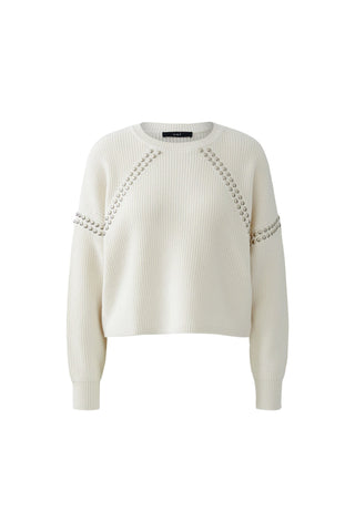 Oui Stud Detail Jumper Ivory - MMJs Fashion