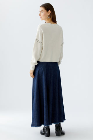 Oui Stud Detail Jumper Ivory - MMJs Fashion