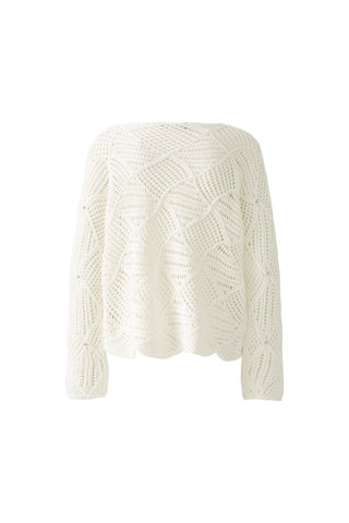 Oui Textured Knit Jumper with Rhinestones Ivory - MMJs Fashion