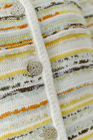 Oui Textured Stripe Cardigan Yellow White - MMJs Fashion