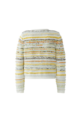 Oui Textured Stripe Cardigan Yellow White - MMJs Fashion