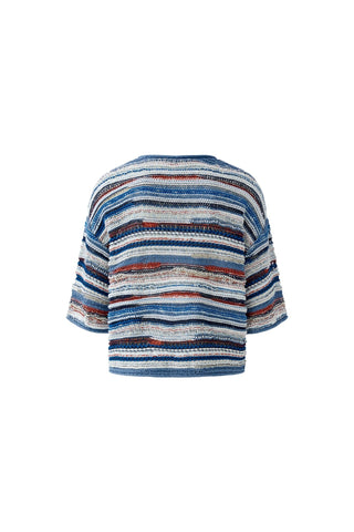 Oui Textured Stripe Jumper Blue White - MMJs Fashion