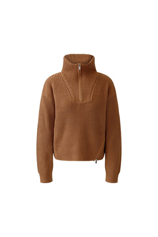 Oui Troyer Neck Jumper Brown - MMJs Fashion