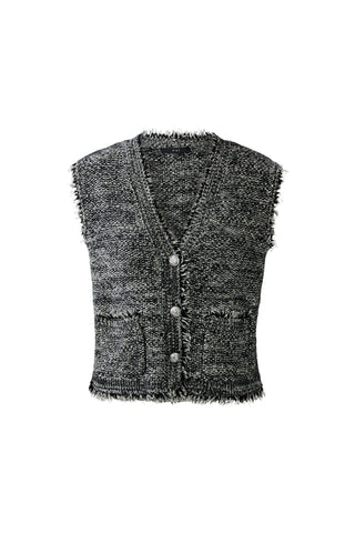 Oui V - Neck Knitted Waistcoat Grey - MMJs Fashion