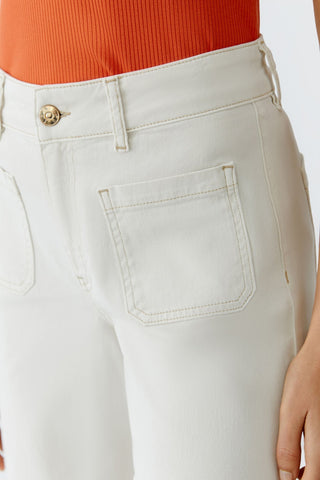 Oui Wide Leg Cropped Jeans Ivory - MMJs Fashion