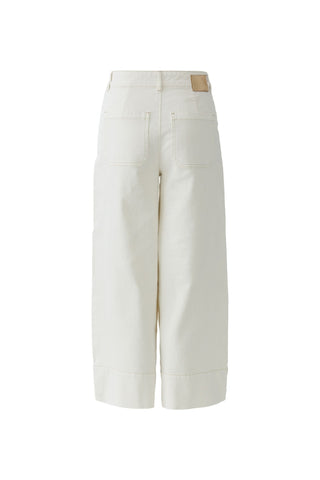 Oui Wide Leg Cropped Jeans Ivory - MMJs Fashion