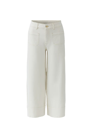 Oui Wide Leg Cropped Jeans Ivory - MMJs Fashion