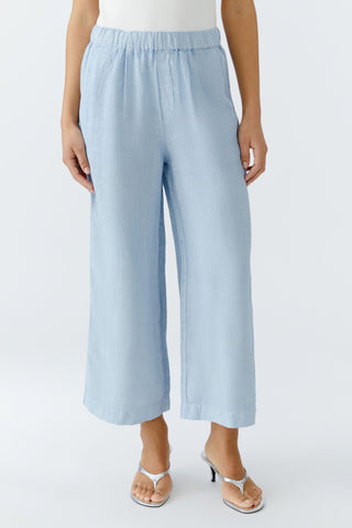 Oui Wide Leg Linen Trousers Powder Blue - MMJs Fashion