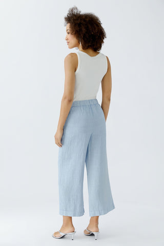 Oui Wide Leg Linen Trousers Powder Blue - MMJs Fashion
