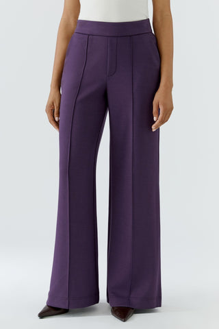 Oui Wide Leg Pull-On Trousers Purple - MMJs Fashion