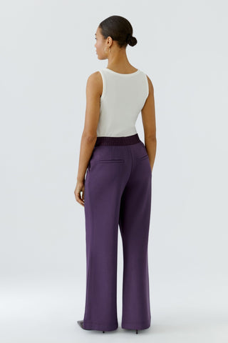 Oui Wide Leg Pull-On Trousers Purple - MMJs Fashion