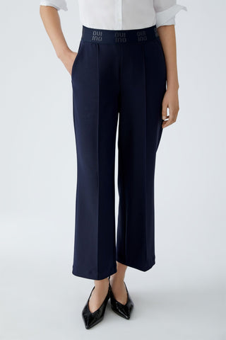 Oui Wide Leg Trousers Navy Blue - MMJs Fashion