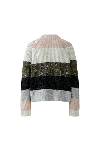 Oui Wide Stripe Jumper Pink Grey - MMJs Fashion