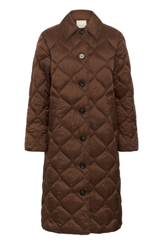 Part Two Below Knee Quilted Coat Brown Carine - MMJs Fashion