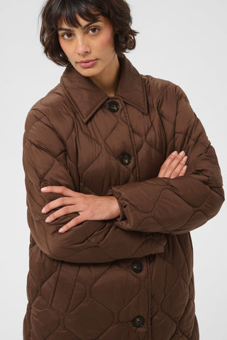 Part Two Below Knee Quilted Coat Brown Carine - MMJs Fashion
