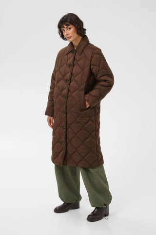 Part Two Below Knee Quilted Coat Brown Carine - MMJs Fashion
