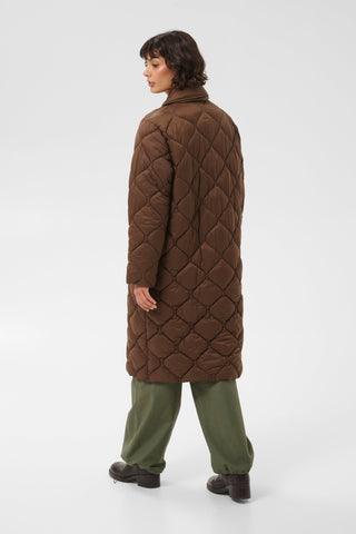 Part Two Below Knee Quilted Coat Brown Carine - MMJs Fashion