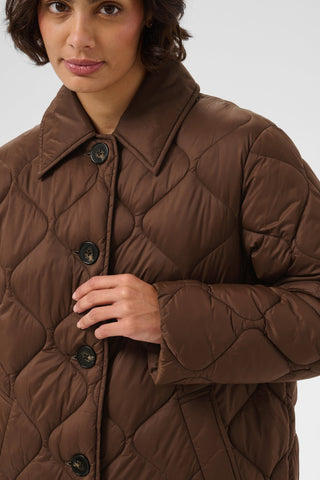 Part Two Below Knee Quilted Coat Brown Carine - MMJs Fashion