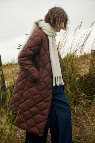 Part Two Below Knee Quilted Coat Brown Carine - MMJs Fashion