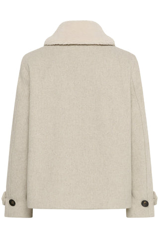 Part Two Borg Collar Jacket Beige Sylvia - MMJs Fashion
